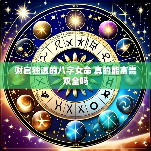 财官独透的八字女命 真的能富贵双全吗