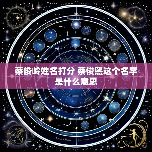 蔡俊岭姓名打分 蔡俊熙这个名字是什么意思