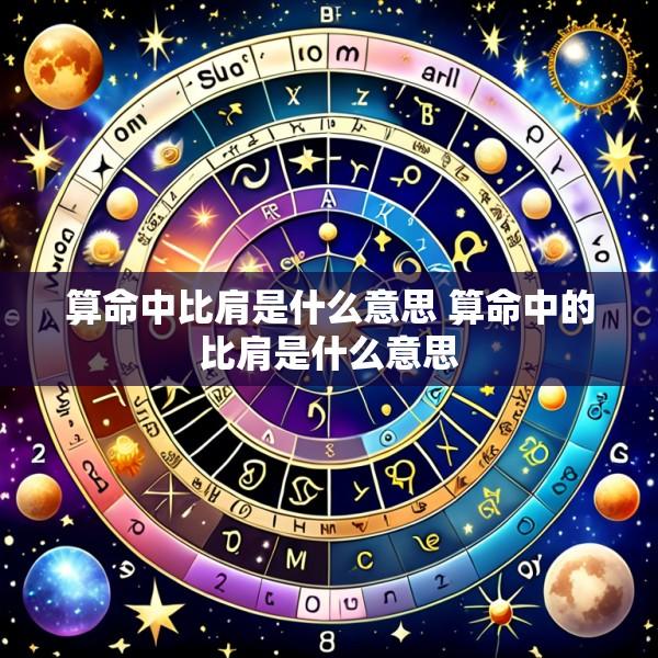 算命中比肩是什么意思 算命中的比肩是什么意思