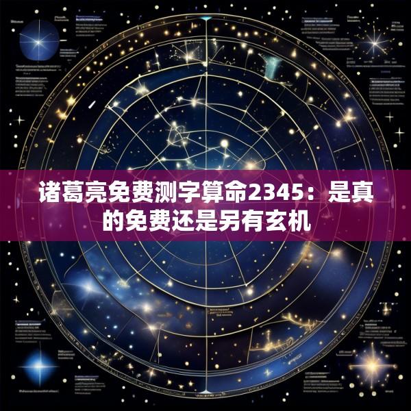 诸葛亮免费测字算命2345：是真的免费还是另有玄机