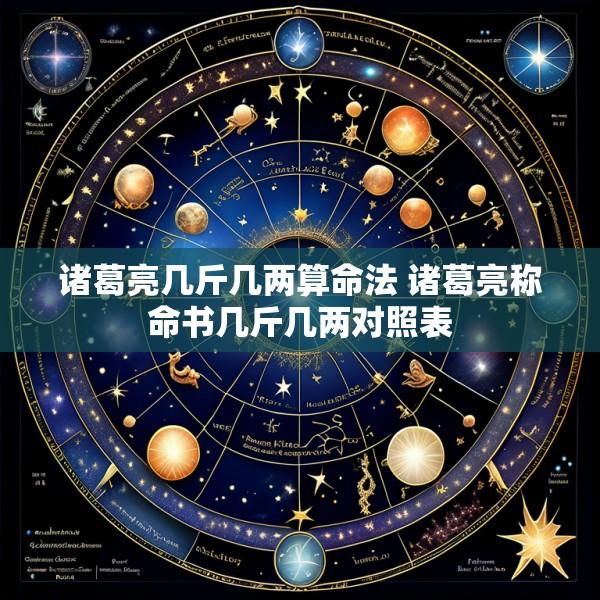 诸葛亮几斤几两算命法 诸葛亮称命书几斤几两对照表