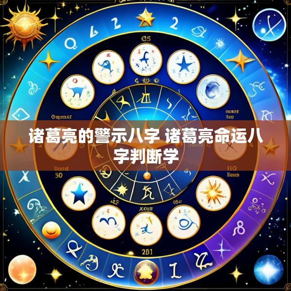 诸葛亮的警示八字 诸葛亮命运八字判断学