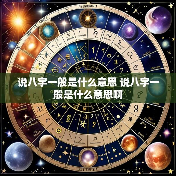 说八字一般是什么意思 说八字一般是什么意思啊