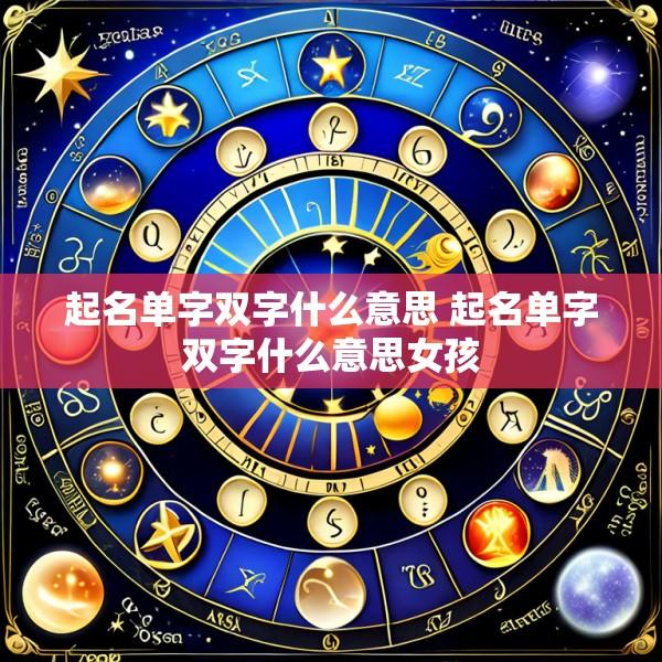 起名单字双字什么意思 起名单字双字什么意思女孩