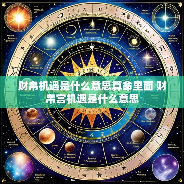 财帛机遇是什么意思算命里面 财帛宫机遇是什么意思