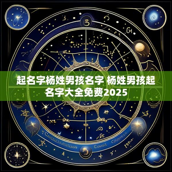 起名字杨姓男孩名字 杨姓男孩起名字大全免费2025