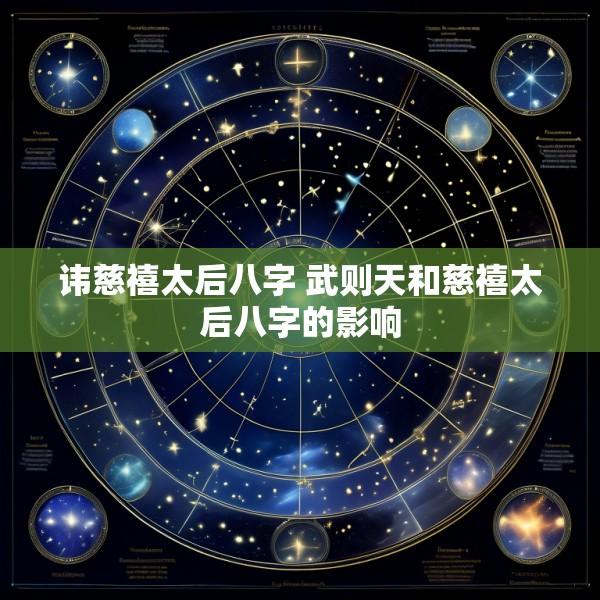 讳慈禧太后八字 武则天和慈禧太后八字的影响