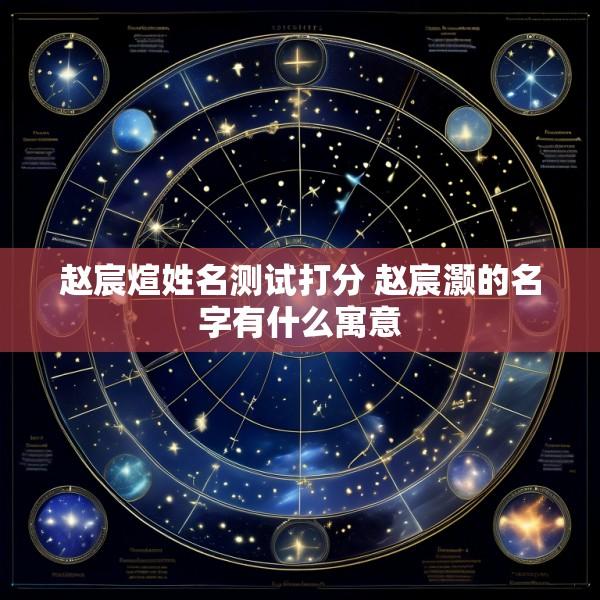 赵宸煊姓名测试打分 赵宸灏的名字有什么寓意