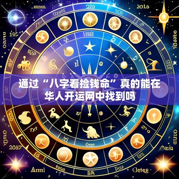 通过“八字看捡钱命”真的能在华人开运网中找到吗