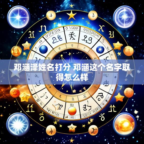 邓涵泽姓名打分 邓涵这个名字取得怎么样