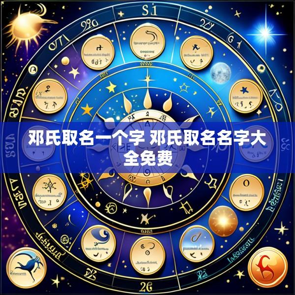 邓氏取名一个字 邓氏取名名字大全免费