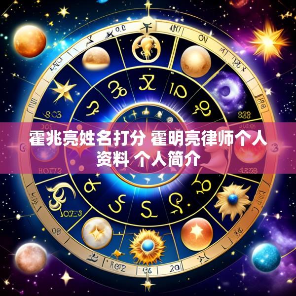 霍兆亮姓名打分 霍明亮律师个人资料 个人简介