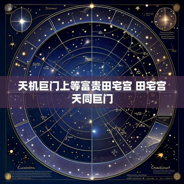 天机巨门上等富贵田宅宫 田宅宫天同巨门