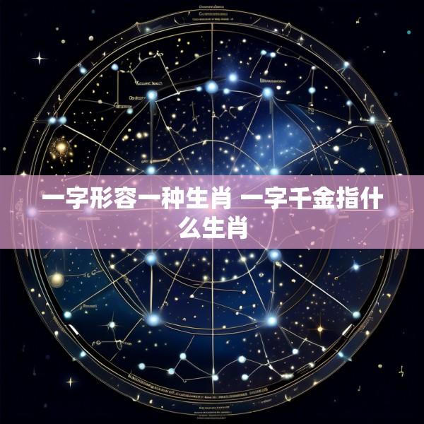 一字形容一种生肖 一字千金指什么生肖