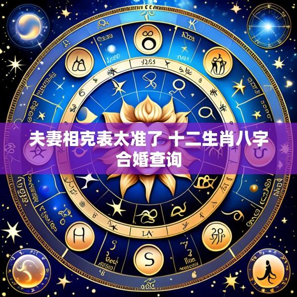 夫妻相克表太准了 十二生肖八字合婚查询