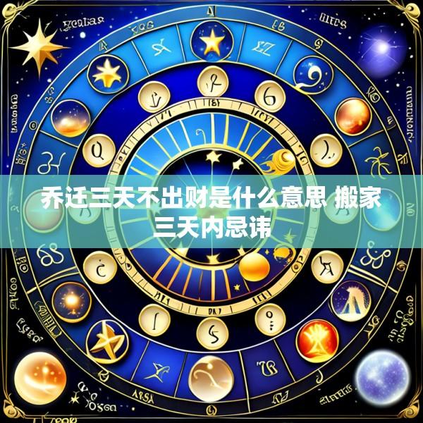 乔迁三天不出财是什么意思 搬家三天内忌讳