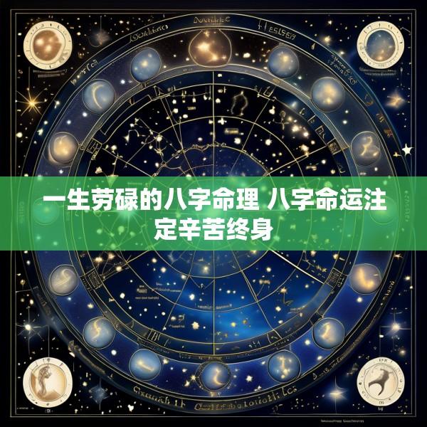 一生劳碌的八字命理 八字命运注定辛苦终身