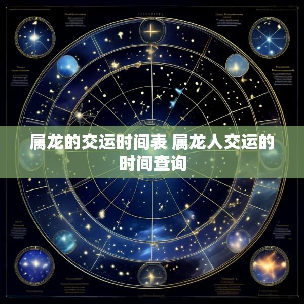 属龙的交运时间表 属龙人交运的时间查询