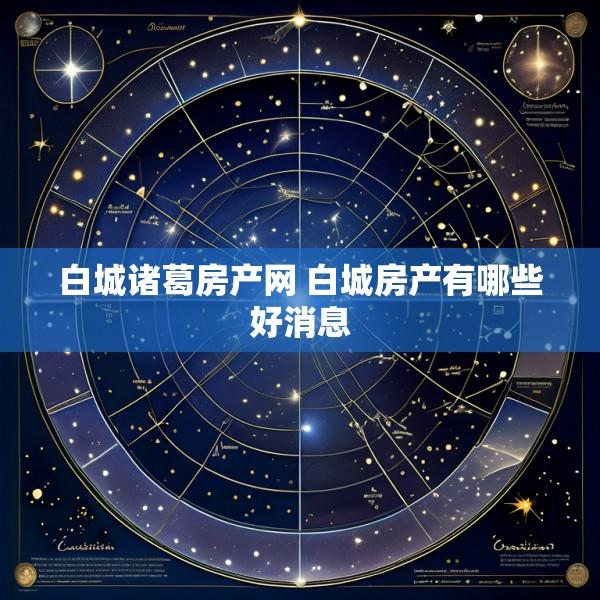 白城诸葛房产网 白城房产有哪些好消息