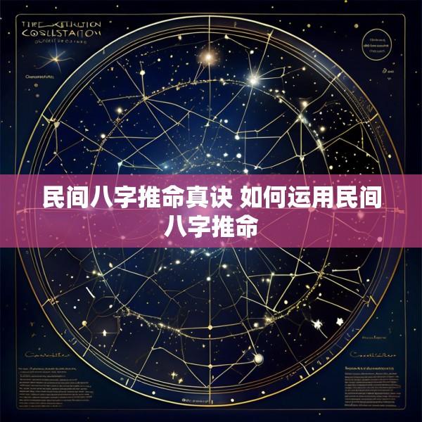 民间八字推命真诀 如何运用民间八字推命
