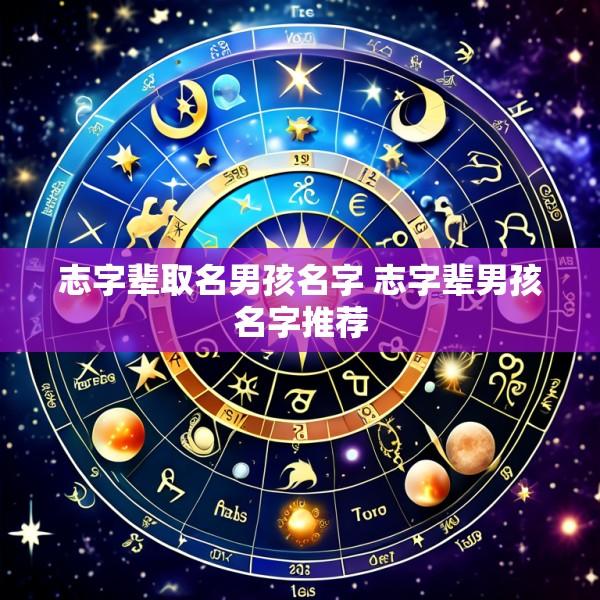 志字辈取名男孩名字 志字辈男孩名字推荐