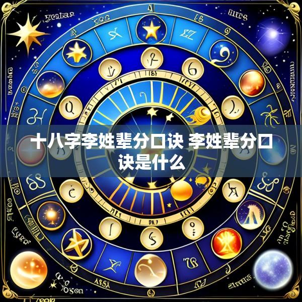 十八字李姓辈分口诀 李姓辈分口诀是什么