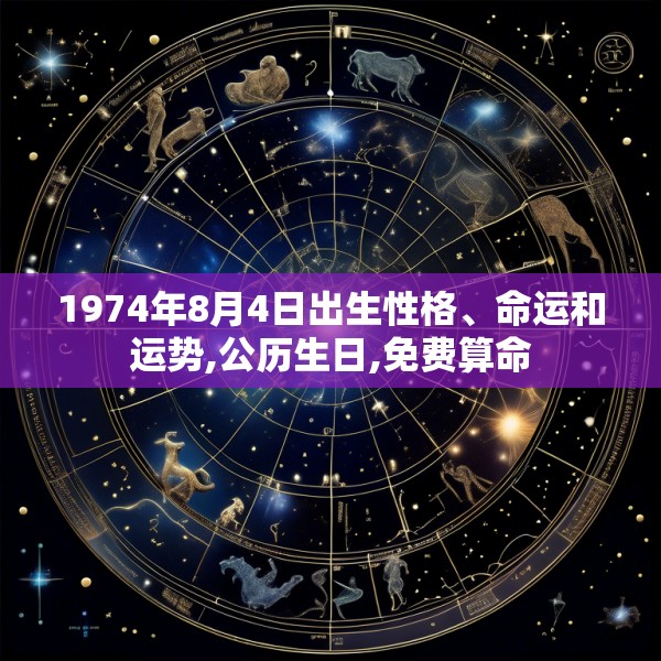 1974年8月4日出生性格、命运和运势,公历生日,免费算命