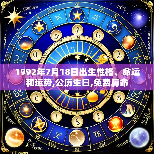 1992年7月18日出生性格、命运和运势,公历生日,免费算命