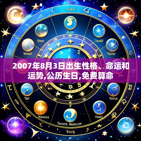 2007年8月3日出生性格、命运和运势,公历生日,免费算命