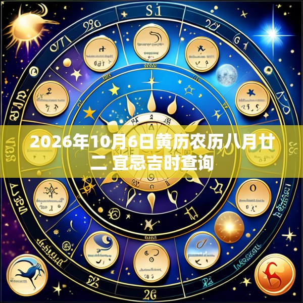 2026年10月6日黄历农历八月廿二 宜忌吉时查询