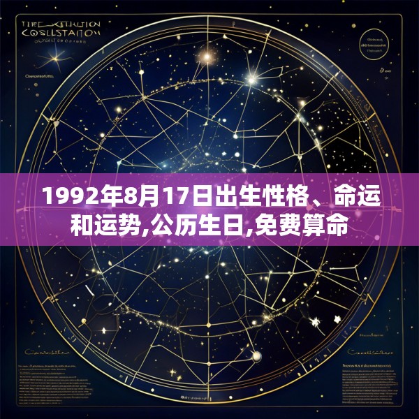 1992年8月17日出生性格、命运和运势,公历生日,免费算命
