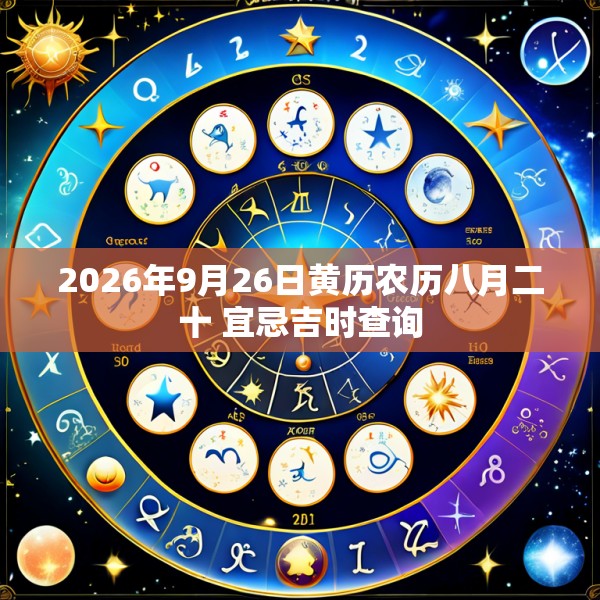 2026年9月26日黄历农历八月二十 宜忌吉时查询