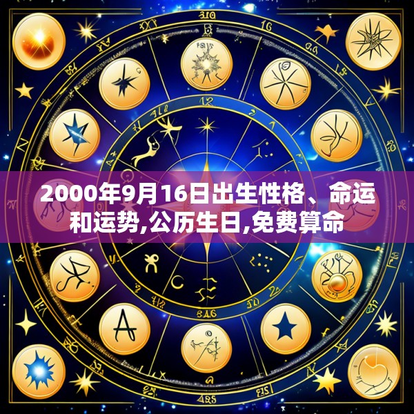 2000年9月16日出生性格、命运和运势,公历生日,免费算命
