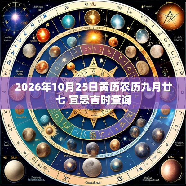 2026年10月25日黄历农历九月廿七 宜忌吉时查询