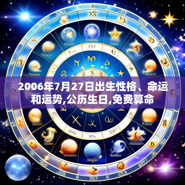 2006年7月27日出生性格、命运和运势,公历生日,免费算命