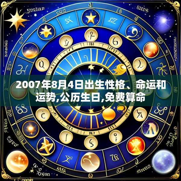 2007年8月4日出生性格、命运和运势,公历生日,免费算命