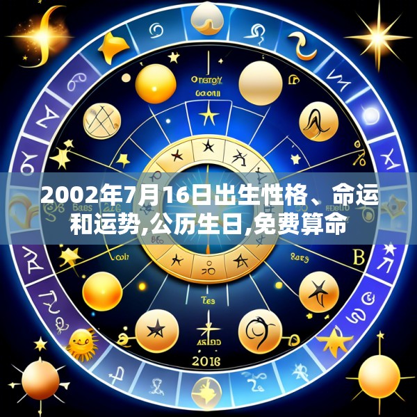 2002年7月16日出生性格、命运和运势,公历生日,免费算命