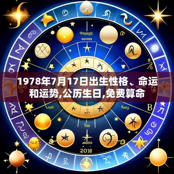 1978年7月17日出生性格、命运和运势,公历生日,免费算命