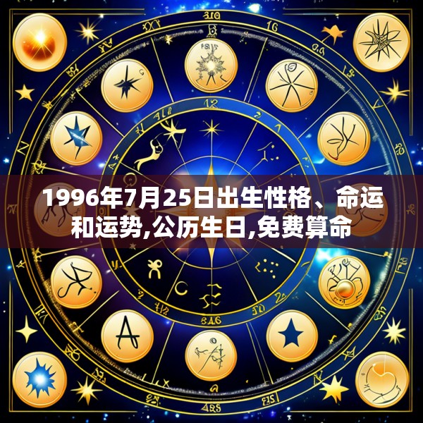 1996年7月25日出生性格、命运和运势,公历生日,免费算命