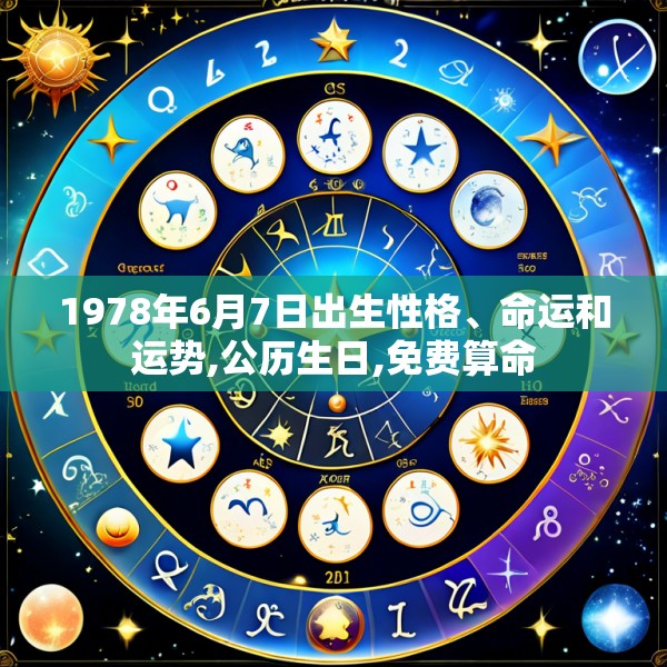 1978年6月7日出生性格、命运和运势,公历生日,免费算命