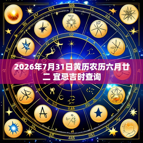 2026年7月31日黄历农历六月廿二 宜忌吉时查询