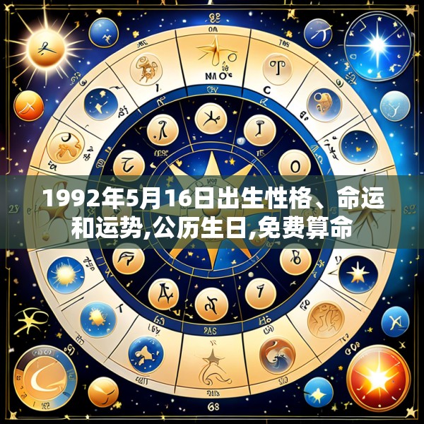 1992年5月16日出生性格、命运和运势,公历生日,免费算命