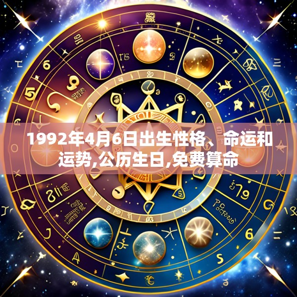 1992年4月6日出生性格、命运和运势,公历生日,免费算命