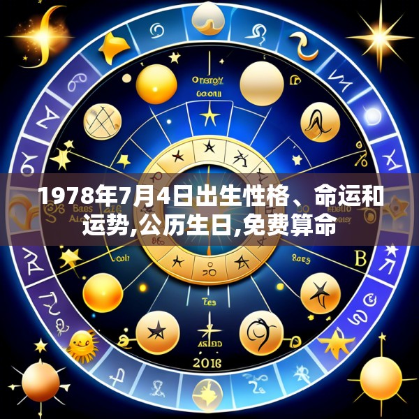 1978年7月4日出生性格、命运和运势,公历生日,免费算命