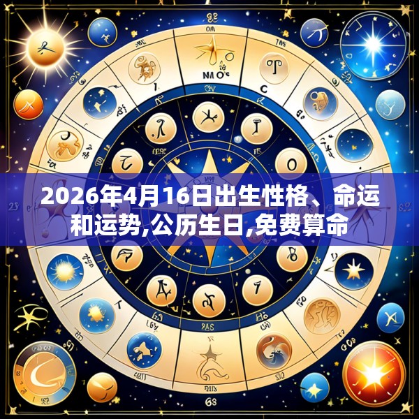 2026年4月16日出生性格、命运和运势,公历生日,免费算命