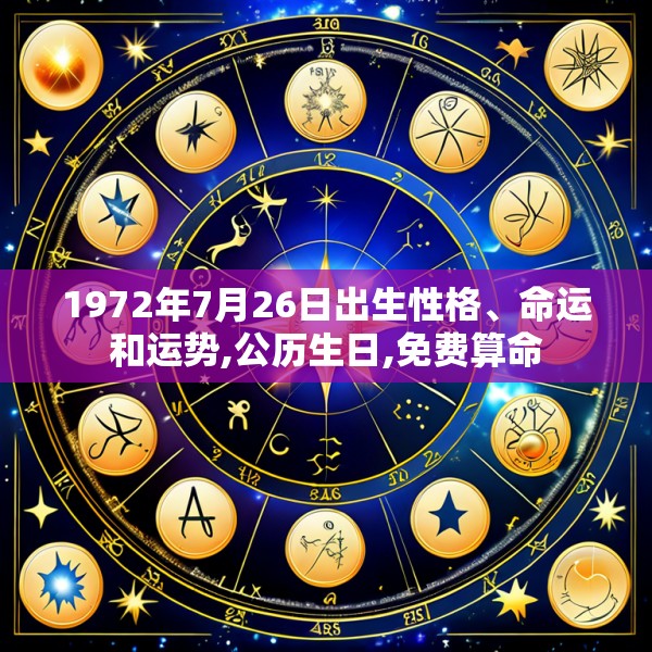 1972年7月26日出生性格、命运和运势,公历生日,免费算命