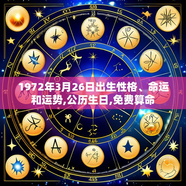 1972年3月26日出生性格、命运和运势,公历生日,免费算命