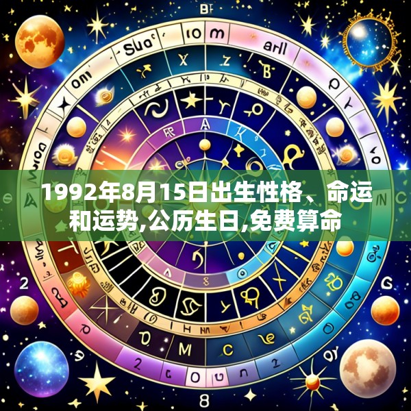 1992年8月15日出生性格、命运和运势,公历生日,免费算命