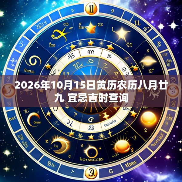 2026年10月15日黄历农历八月廿九 宜忌吉时查询
