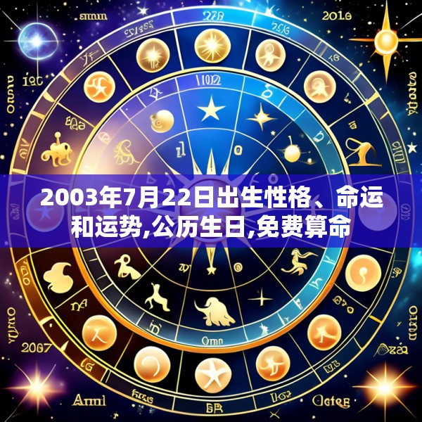 2003年7月22日出生性格、命运和运势,公历生日,免费算命